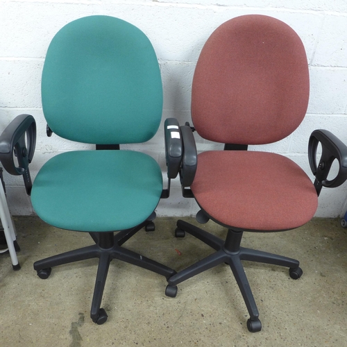 2196 - Two fabric office swivel chairs