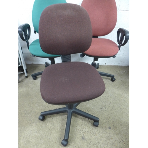 2196 - Two fabric office swivel chairs