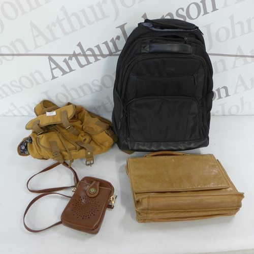 2219 - 3 various bags - a Targus bag with extendable handle and wheels, a Lloyd Baker leather bag and one o... 