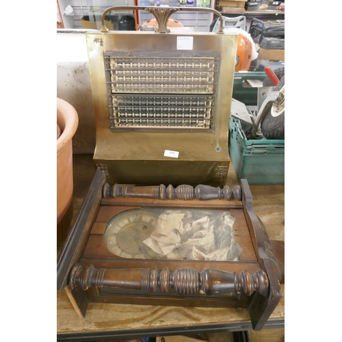 2288 - A brass 'Magnet' electric heater and a wooden cased clock