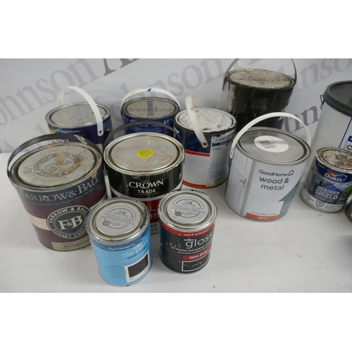 2291 - A large quantity of assorted paints including Dulux undercoat, Dulux weathershield, Farrow & Ball wa... 