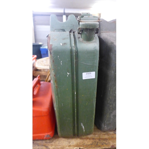 2325 - 4 jerry cans and one plastic petrol can