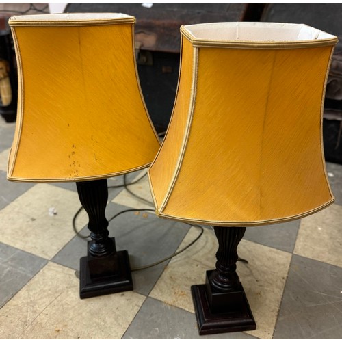 374 - A pair of Regency style mahogany table lamps