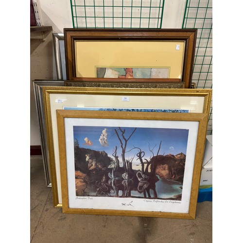 354 - Two Salvador Dali print, together with Monet print and assorted prints and frames