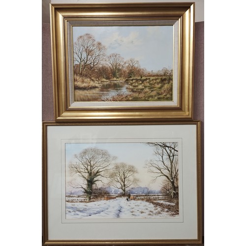 333 - Two Tony Manton landscapes, oil on canvas and watercolour, framed