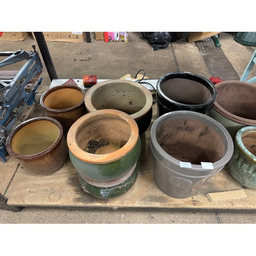 2329 - Six assorted glazed ceramic plant pots