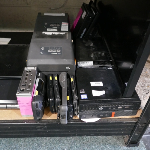 6008 - Computer monitor, 2 Zebra label printers, 5 various computer units, 6 mini tablets (458) *This lot i... 