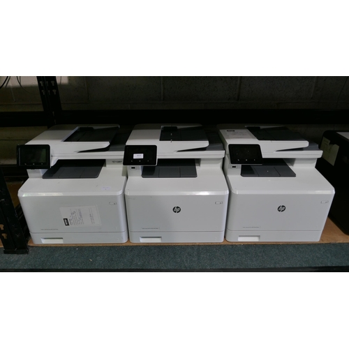 6014 - 3 HP Colour Laser Jet Pro MFP477FNW printers (458) *This lot is subject to Vat