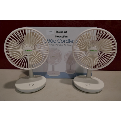 6024 - 2x Meaco 260c Cordless Portable Fans, (333-119) *This lot is subject to VAT