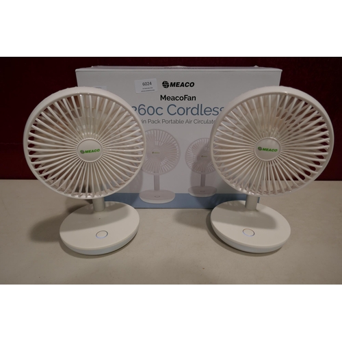 6024 - 2x Meaco 260c Cordless Portable Fans, (333-119) *This lot is subject to VAT