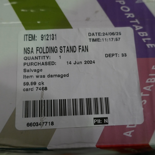 6057 - Nsa Folding Stand Fan - No Remote, (333-196) *This lot is subject to VAT