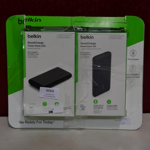 6064 - Belkin Powerbanks, Model: (BPB1020BK 1X20K 1X10K)    , (333-111) *This lot is subject to VAT