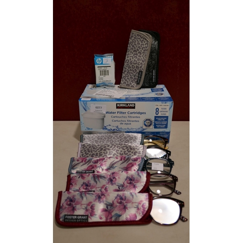 6077 - Fgx Ladies Reading Glasses, HP 302 Tir-colour Ink, Ks Water Filters (333-11,12,145,247) *This lot is... 