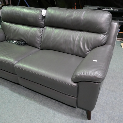 6218 - Grace Grey Leather 2.5 Seater Electric Power Reclining Sofa, Original Rrp £799.99 + VAT, (333-229) *... 