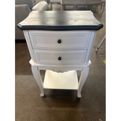 1462 - A white two drawer bedside chest