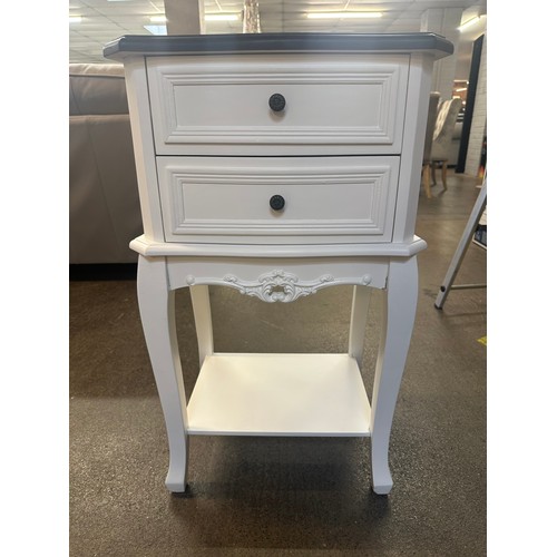 1462 - A white two drawer bedside chest