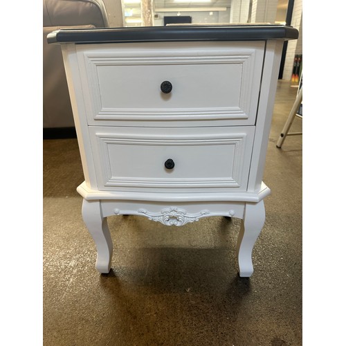 1463 - A white two drawer bedside chest