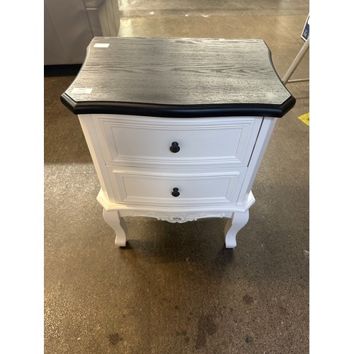 1463 - A white two drawer bedside chest