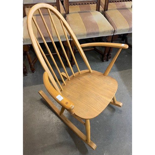 92 - An Ercol Blonde and elm and beech Quaker rocking chair