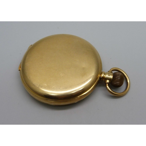 1020 - An 18ct gold Waltham pocket watch in a Dennison case, monogram to the case, inner case bears inscrip... 