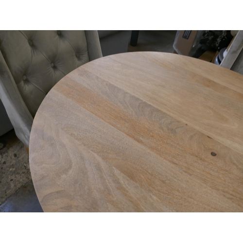 3019 - A Hardwood oval dining table, four mink velvet chairs and a bench *This lot is subject to Vat