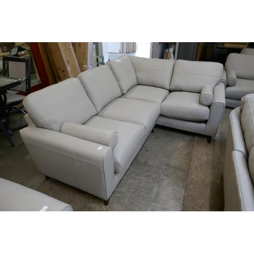 3036 - Grey stone leather corner sofa