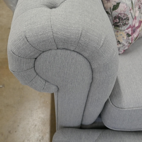 3080 - A grey weave Chesterfield  love seat and footstool RRP £1079