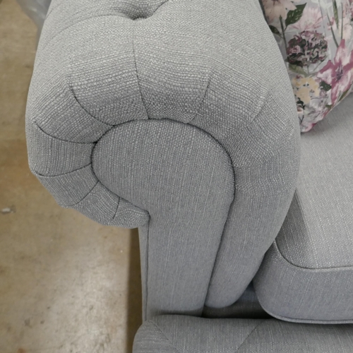 3082 - A grey weave Chesterfield  love seat and footstool RRP £1079