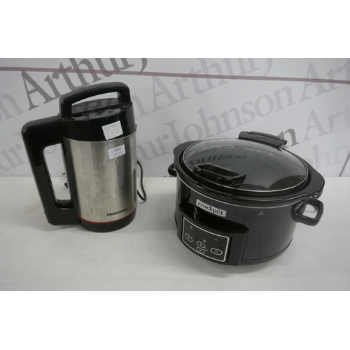 A CrockPot slow cooker and a Daewoo soup kettle