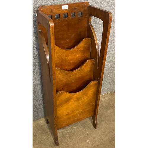 109 - An Arts and Crafts Finnegans Ltd. Glasgow School mahogany newspaper stand