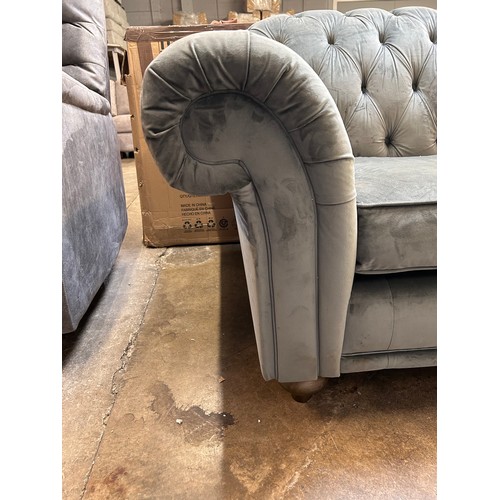 3159 - Bordeaux 3 Seater Velvet Grey button Back 'Steel', Original RRP £833.33 + Vat (4211-10) *This lot is... 