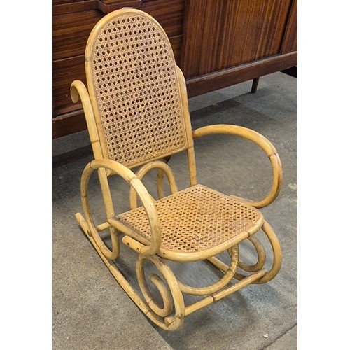 56B - A small Italian style bamboo bergère rocking chair