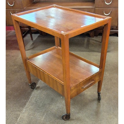 58 - A teak single drawer cocktail trolley