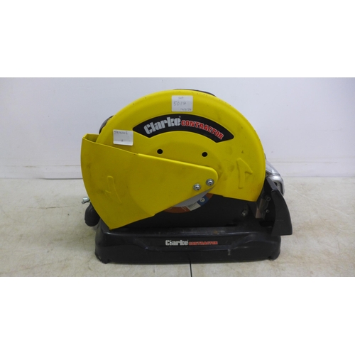 5017 - A Clarke Contractor CON14 metal cutting chop saw with a bag of replacement disks and Performance Pow... 