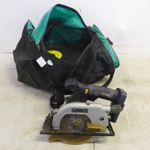 5017 - A Clarke Contractor CON14 metal cutting chop saw with a bag of replacement disks and Performance Pow... 