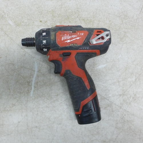 5025 - A Bosch PKP18E, 240V hot glue gun with a pack of 190mm glue sticks and a Milwaukee M12 BD 12v cordle... 