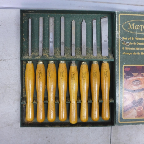 5031 - A set of 8 Marples wood turning tools