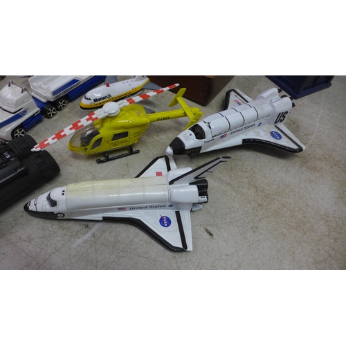 5059 - A quantity of model vehicles and other items including trains, planes, Nasa space shuttles, a Doctor... 