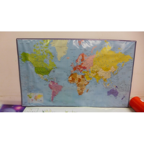 5060 - A selection of posters including a world map, a map of the United Kingdom, The Italian Job movie pos... 