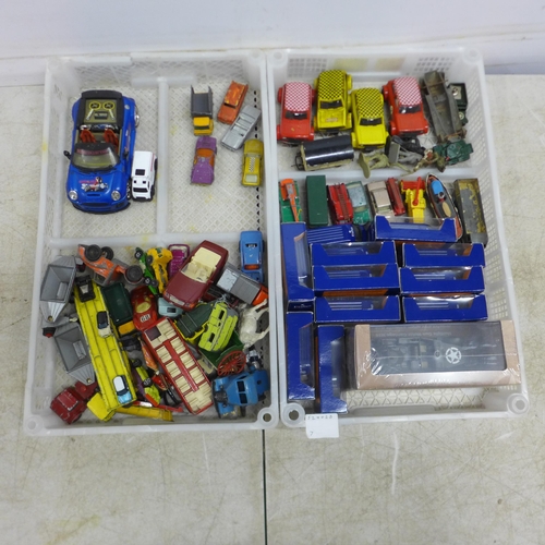 5067 - Two trays of assorted model cars including Corgi, Matchbox and Scalextric etc.