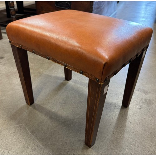 174 - A small Edward VII mahogany and faux leather stool