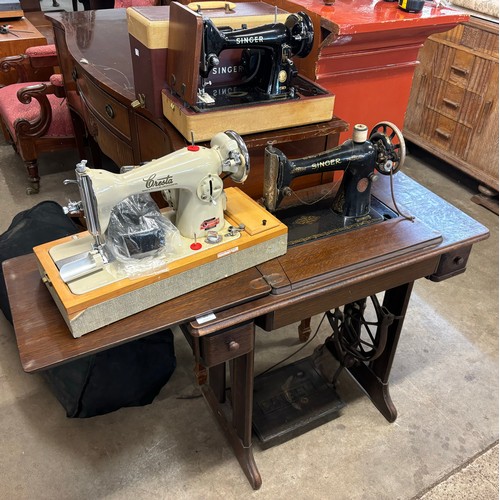 228 - Two Singer sewing machines and one other