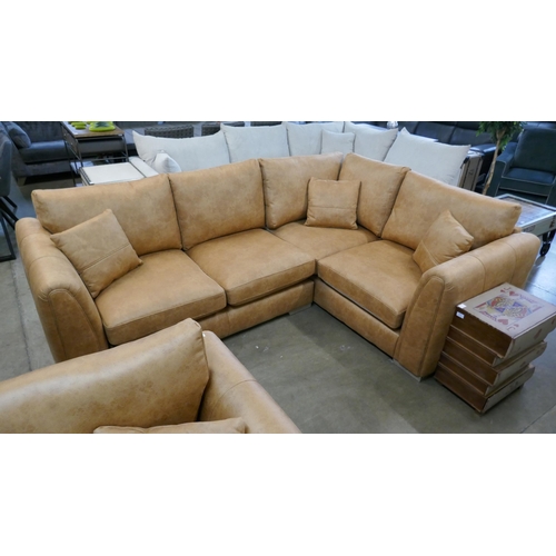 3002 - A tan suede effect corner sofa