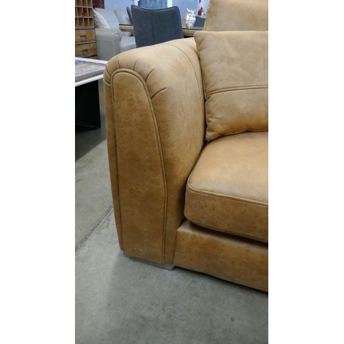 3002 - A tan suede effect corner sofa