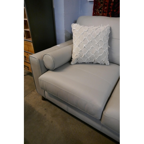 3036 - Grey stone leather corner sofa