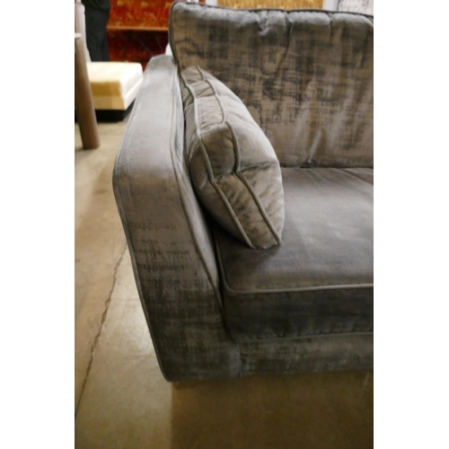 3038 - A Barker & Stonehouse grey velvet four seater sofa, three seater sofa, armchair and footstool - manu... 