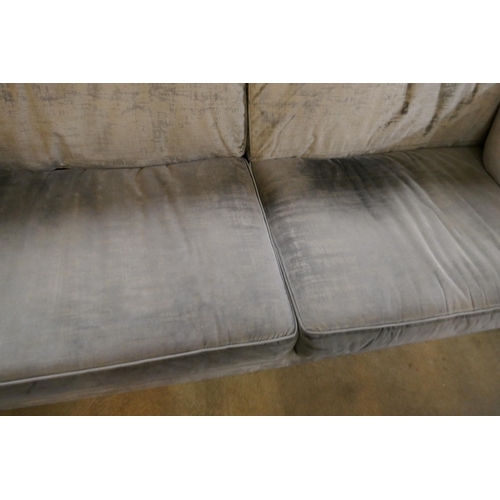 3038 - A Barker & Stonehouse grey velvet four seater sofa, three seater sofa, armchair and footstool - manu... 