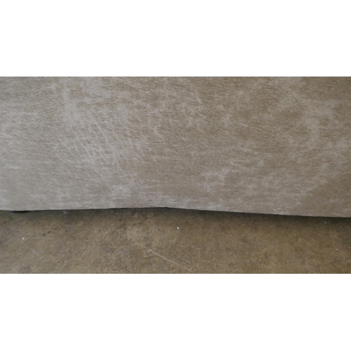 3055 - A stone suede effect corner sofa and footstool - minor frame damage