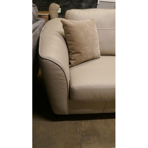 3057 - Grey stone leather corner sofa