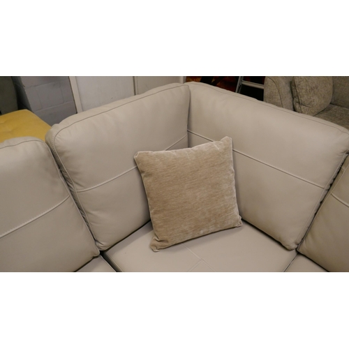 3057 - Grey stone leather corner sofa